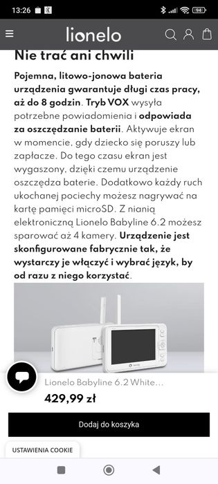 Niania elektroniczna lionelo care - Nowa