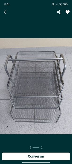 organizador /porta cartas em metal cinza