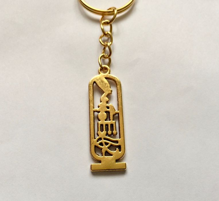 Egipt amulet KARTUSZ Oko Horusa brelok do kluczy złoty