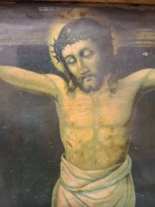 Chrystus na krzyżu obraz religijny vintage