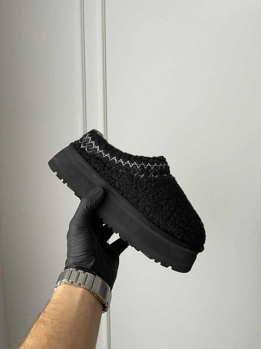 Уггі UGG Tazz Slipper Heritage Braid Black premium зимові з хутром