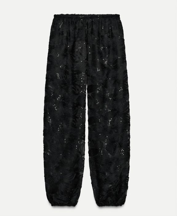 Spodnie typu bombacho Zara z haftami i cekinami. Nowe, a TANIEJ!