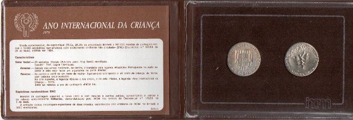 Moedas de 25$ Comemorativas do Ano Internacional da Criança, de 1985