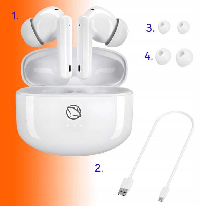 Słuchawki bezprzewodowe bluetooth dokanałowe Manta RYTMO białe