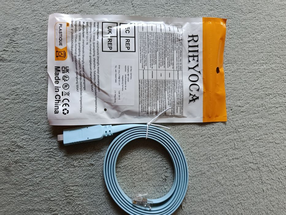 RIIE YOCA Console Cable RJ45to USB C (1.5m) консольний кабель, блакитний.
