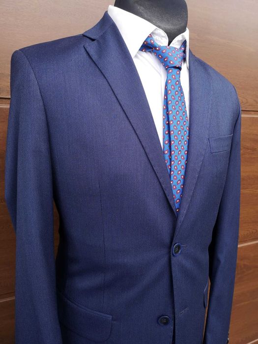 NOWY Garnitur Męski dwuczęściowy Łódź S,M,L,XL,XXL - Granatowy