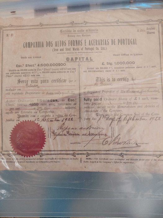 titulos de ações antigas