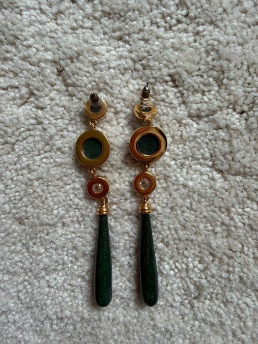 Brinco de Prata 925, Jade e Zircônia