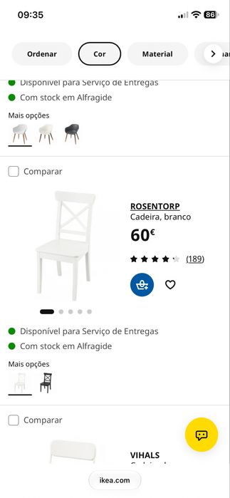 Mesa e cadeiras de sala jantar