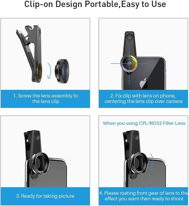 Apexel Zestaw obiektywów do telefonu 6 w 1