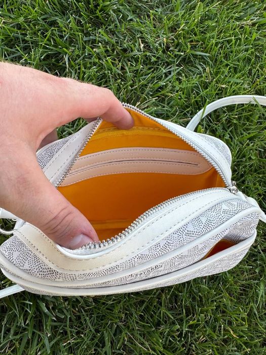 Сумка Goyard месенджер через плече гуаярд чорна і біла