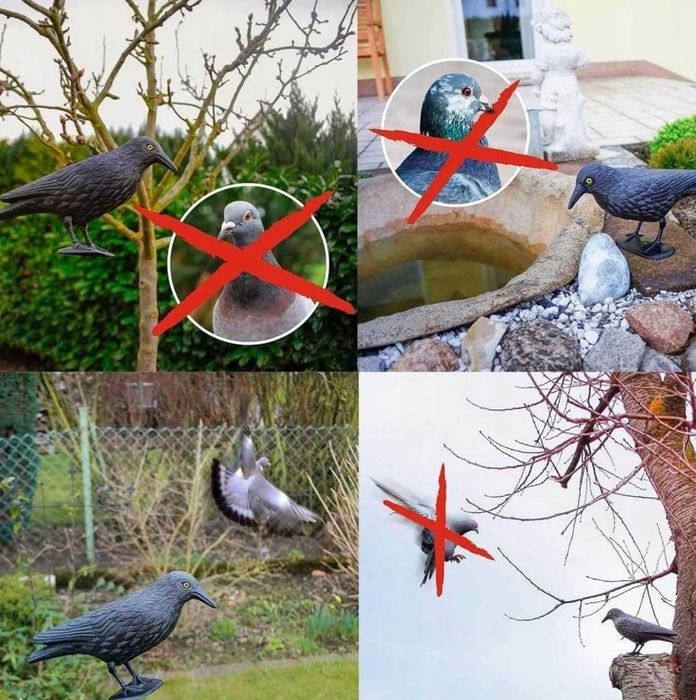 Duży kruk ODSTRASZACZ PTAKÓW gołębi na balkon na myszy ptaki
