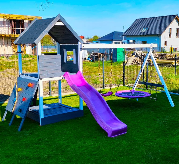 Drewniany Plac Zabaw - PROMOCJA - PONGO - Domek - Huśtawka