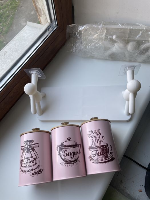 Контейнери для зберігання рожеві 3 шт./полички чоловічки пластикові