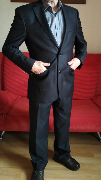 Новый итальянский черный классический мужской костюм 3ка с белой шелко