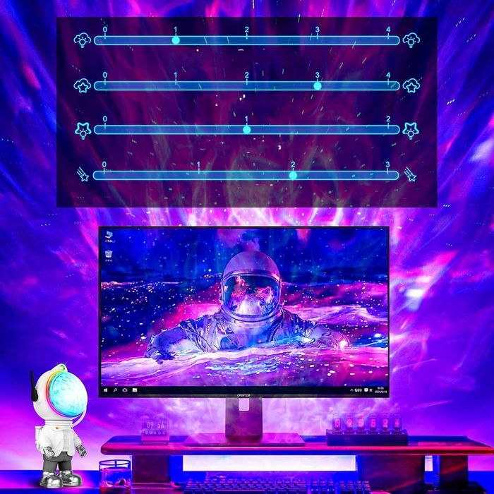 Projektor Gwiazd Astronauta z Pilotem i Timerem do Sypialni