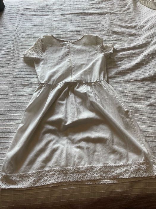 vestido branco de linho com renda tamanho m