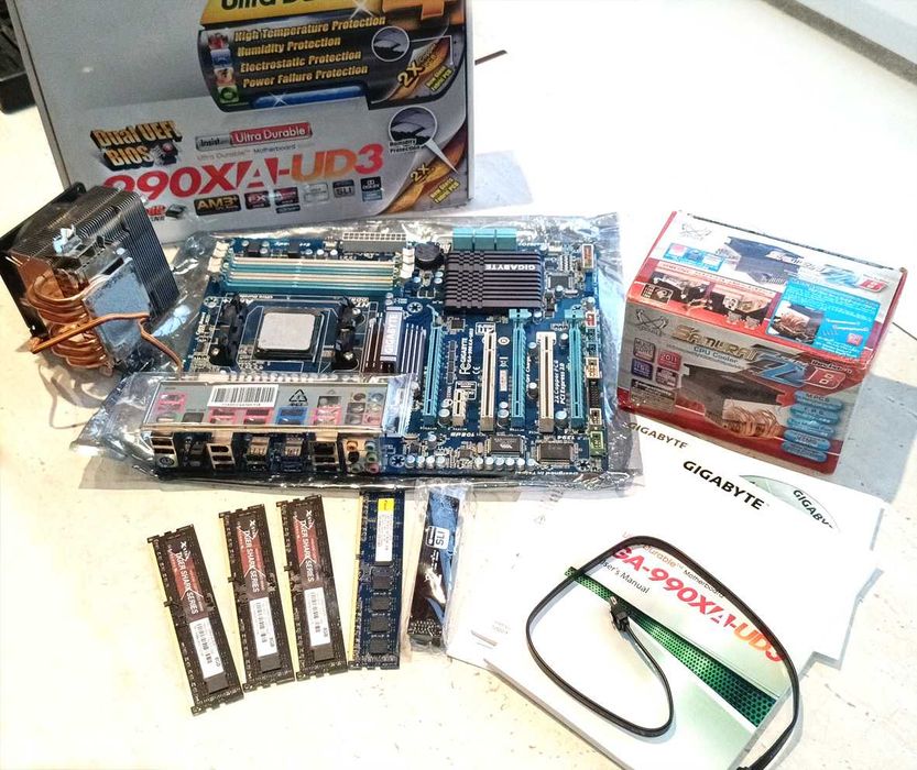 Zestaw: płyta główna GA-990XA-UD3 + procesor AMD FX 6350 + pamięć RAM 32 Gb DDR3 + chłodzenie Samurai Z