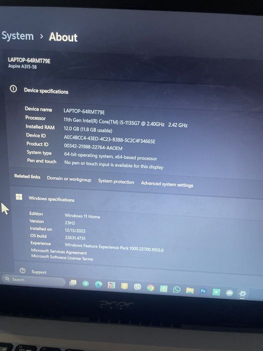 Portatil Acer Aspire A315-58