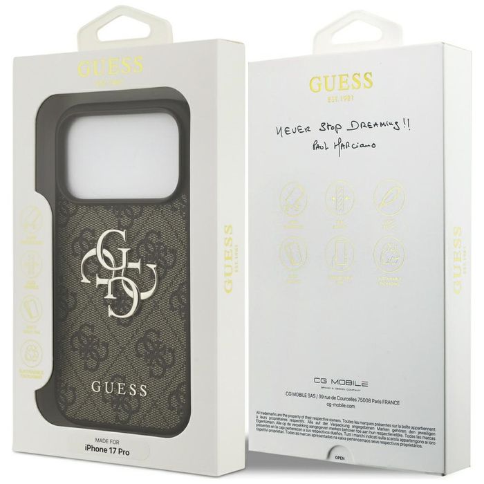 Etui do iPhone 17 Pro Guess 4G Big Logo brązowy