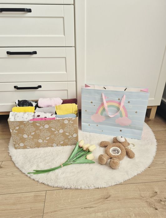 Zestaw ubranek dla dziewczynki 62 68 ciuszki niemowlęce box paka