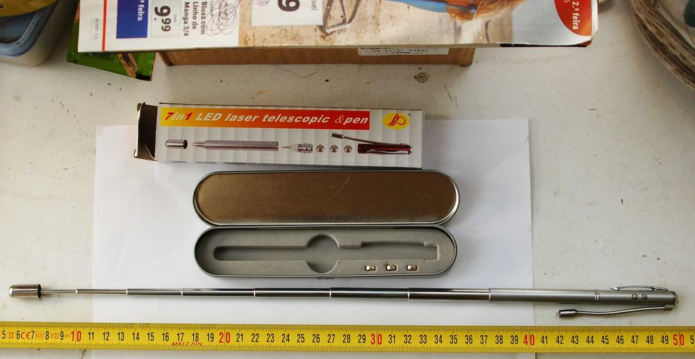 Caneta íman, leiser, chaves estela e fenda, luz infra ver. e escuro