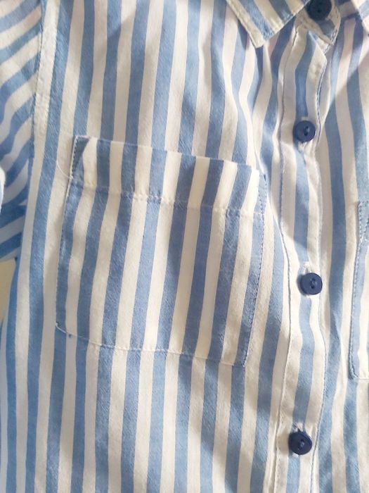 ZARA*koszula biała w niebieskie pasy 100%bawełna przewiewna r. 116