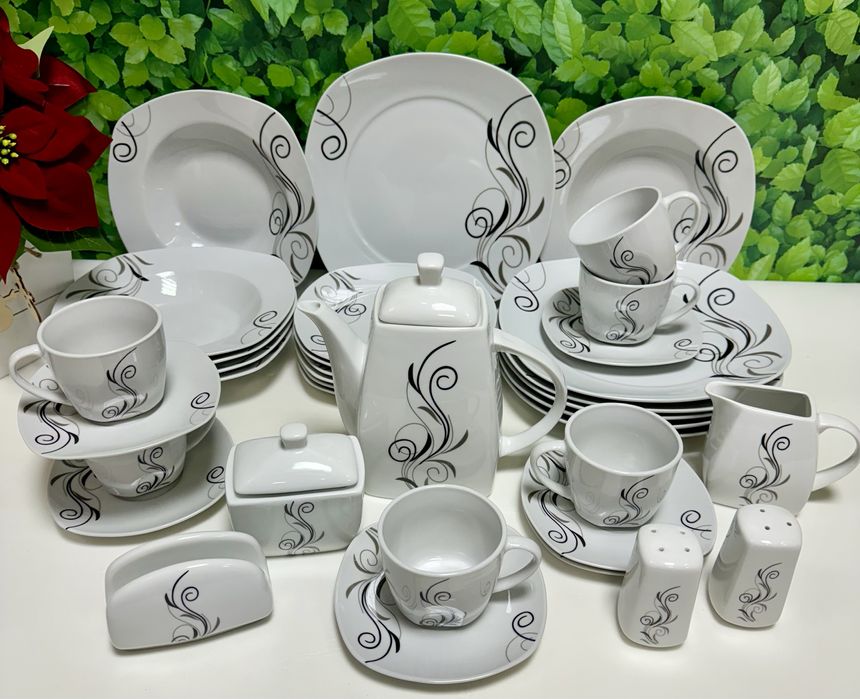 Duży zestaw kawowo-obiadowy.38el. na 6 osób. Nowy