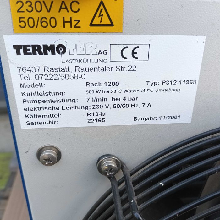 Chiller Termotek Rack 1200 | Chłodziarka lasera 900W 4 bar R134a