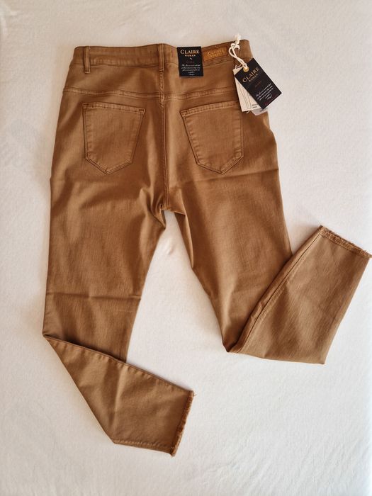 Nowe brązowe wielbłądzie spodnie proste nogawki z