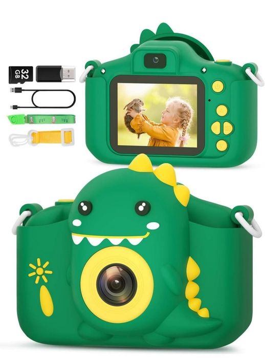 Дитячий цифровий фотоапарат Dino Camera + 32GB (Full HD, Ігри)