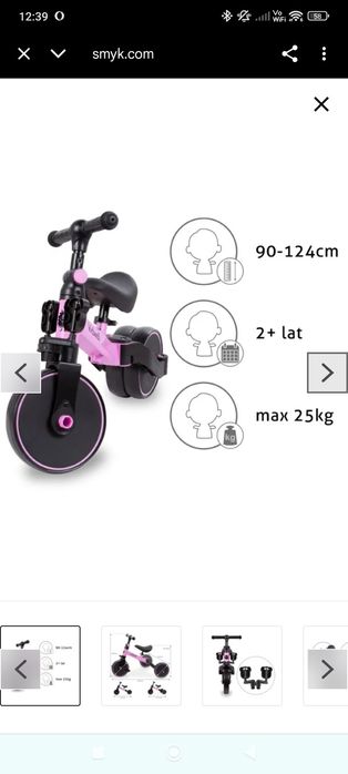 KIDWELL PICO Rowerek 3w1- jeździk, rowerek biegowy i trójkołowy