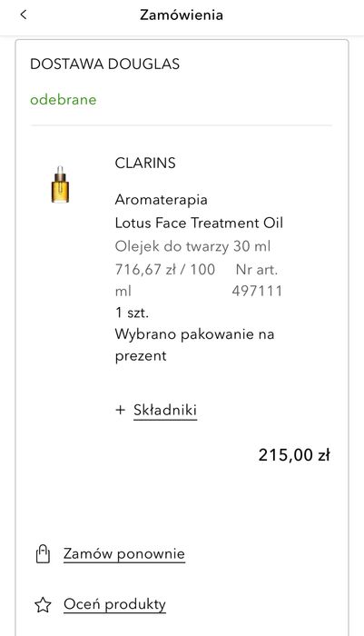 CLARINS Lotus face treatment oil olejek do twarzy 30 ml