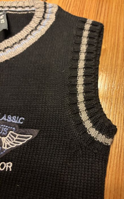 Kamizelka chłopięca dzianinowa 92 cm Mariquita nowa w serek granat