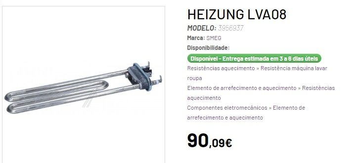 Resistência máquina lavar e secar Smeg  Lsta 127