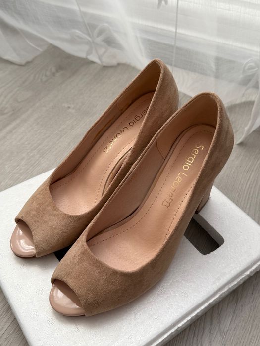 Sergio Leone beżowe czółenka peep toe | r. 37