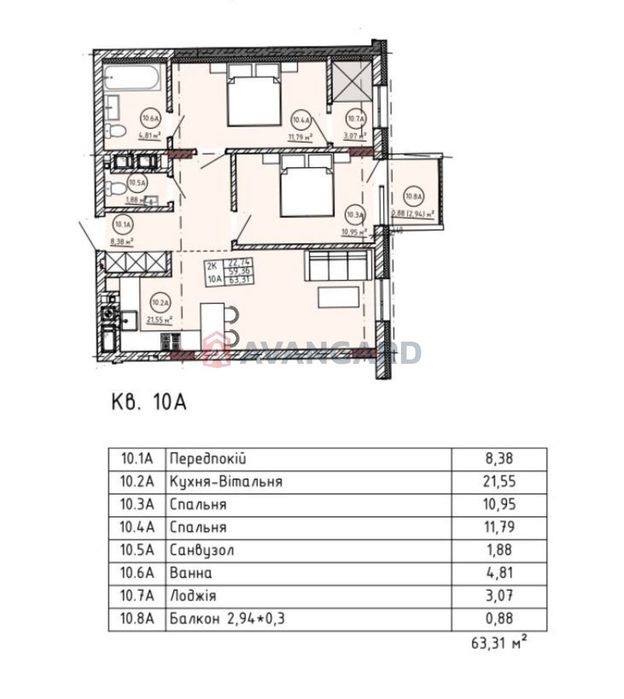 Продаж 2 кім 63 м2 Пилипа Орлика Family House