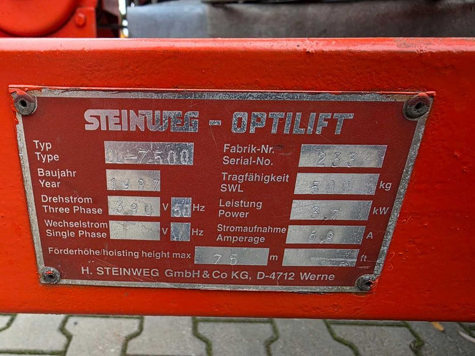 Winda budowlana Steinweg Optilift 500kg wciągarka koszowa