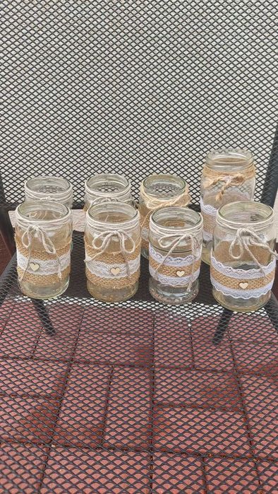 Słoiki, wazoniki boho na wesele, ślub