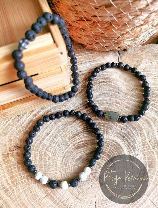 Bransoletka męska lawa wulkaniczna