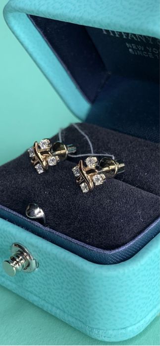 Сережки з діамантами Tiffany#Пусеты с бриллиантами#Золотые серьги