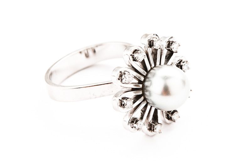 Perlisty Złoty Pierścionek - 14K - 8,20g - DIAMENTY - KRAKÓW