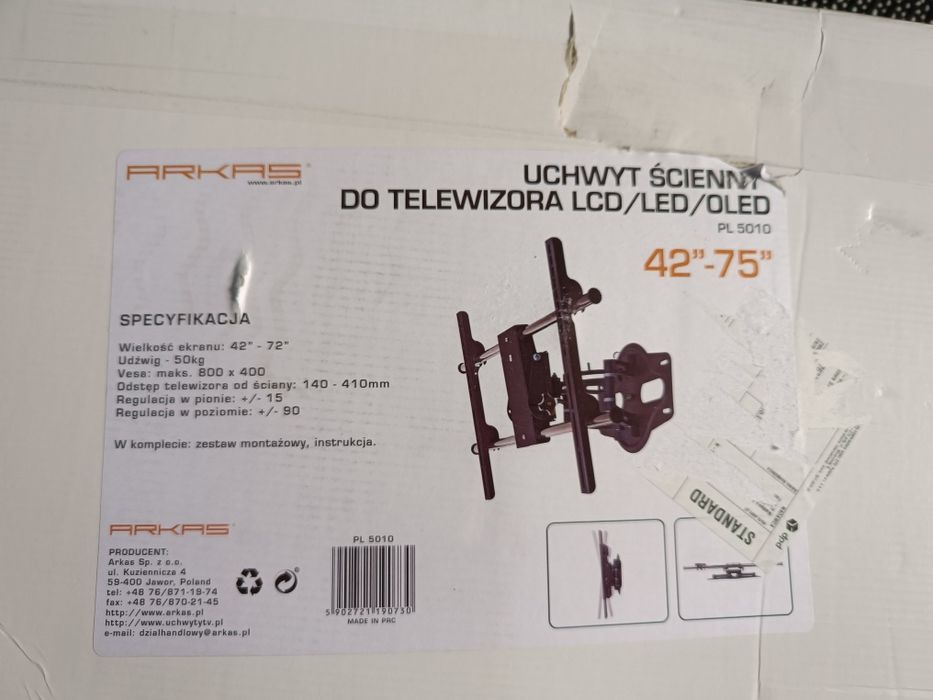 Uchwyt do TV 42"- 75" i 50kg VESA max 800x400