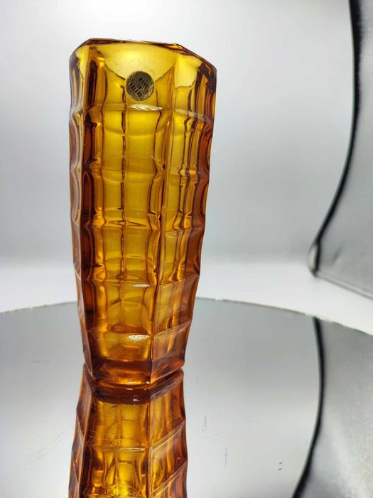 Wazon heksagonalny miodowy Kupczyk Ząbkowice z Prlu,bursztynowy