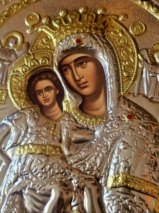 Piękna Ikona Grecka Matka Boska z Dzieciątkiem Jezus.