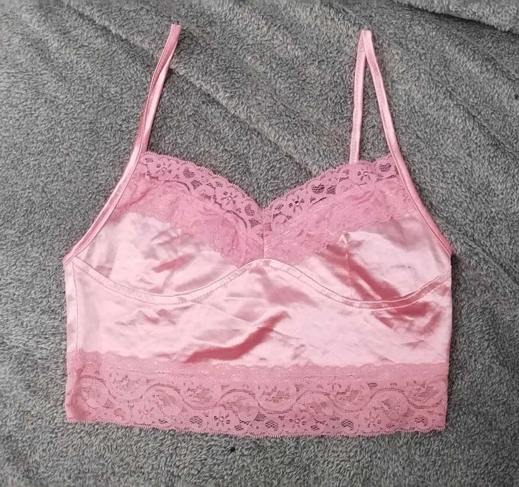 Top koronkowy, pudrowy róż, S