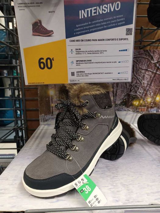 Botas de caminhada na neve quentes e impermeáveis em couro  Quechua