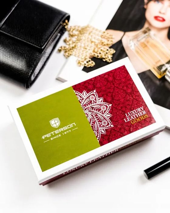 Peterson skórzany portfel damski czerwony lakier