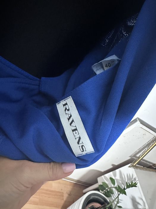 Ravens vintage komplet sweter spódnica plisowana 40 L 42 xl chabrowa