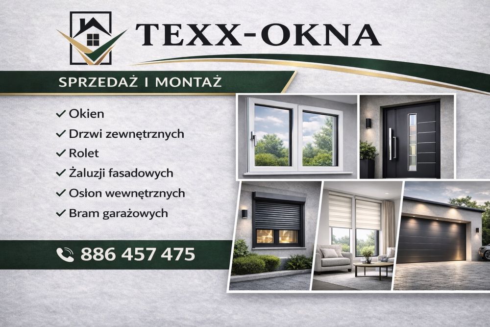 Okna, drzwi, rolety, bramy garażowe ,osłony okienne– sprzedaż i montaż